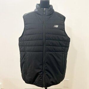 New Balance Mens Vest Quilted Comfort Black Puffer‎ Full Zip with Pockets Sz M